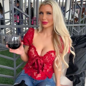Majorelle lace red bustier top